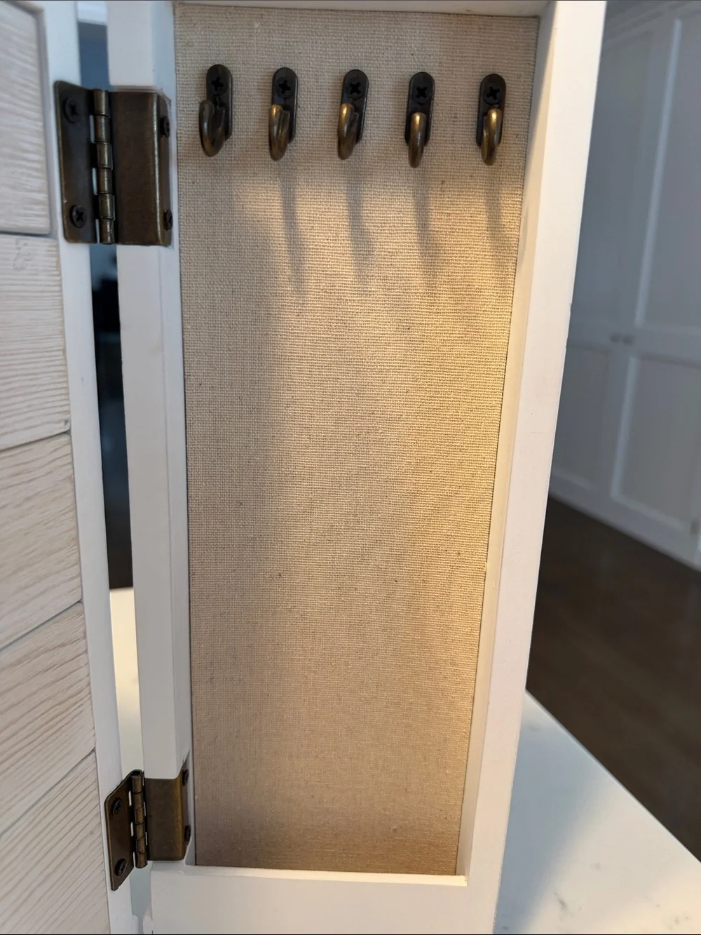 Pottery Barn White Wood Jewelry Storage Cabinet Armoire.